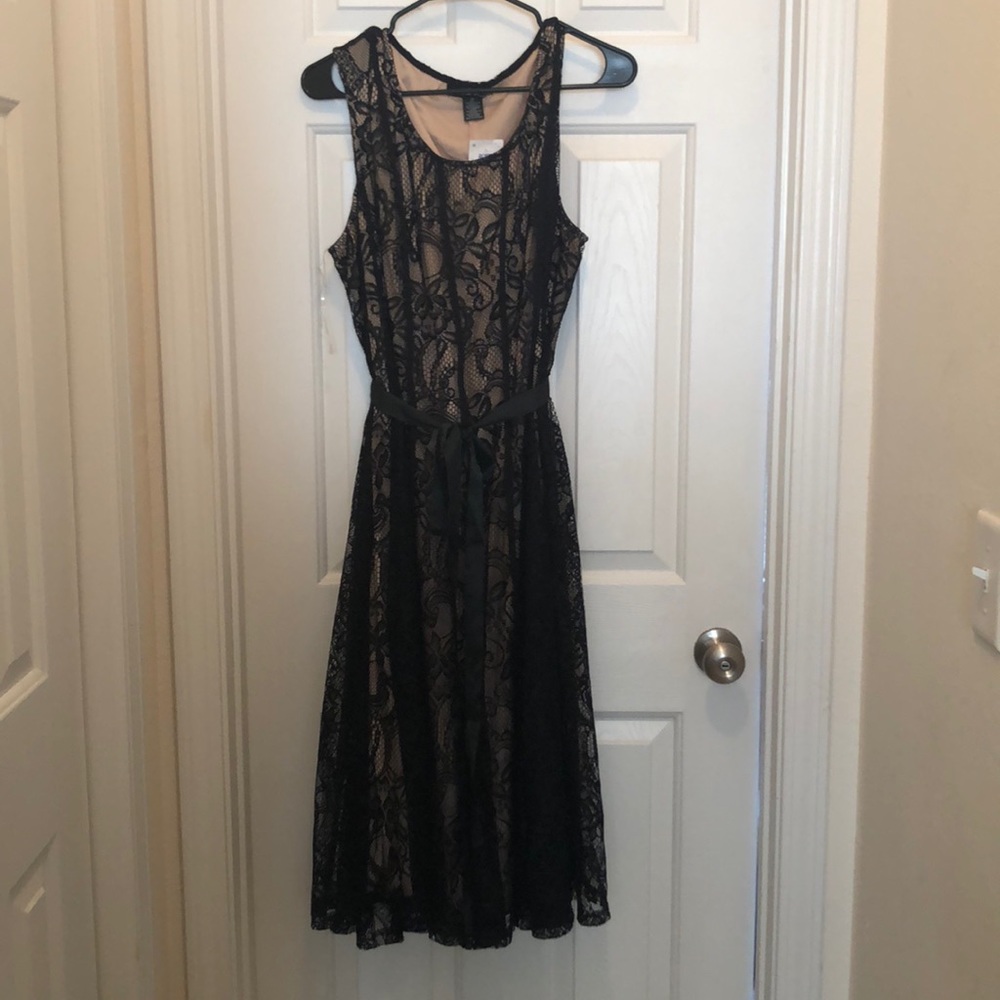 Black and nude lace dress